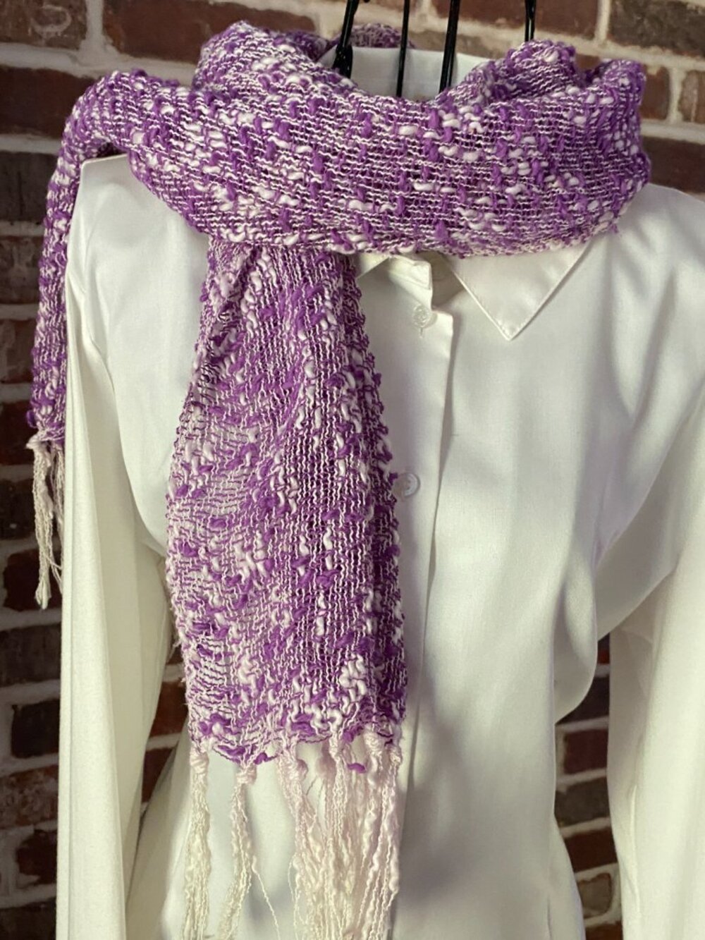 Vintage Purple Open Weave Cotton Scarf, Rustic Style Scarf, Hobo Fashion